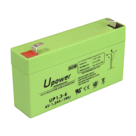 UPOWER OPPLADBART BATTERI 6V 1,3AH