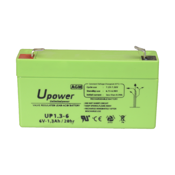 UPOWER OPPLADBART BATTERI 6V 1,3AH