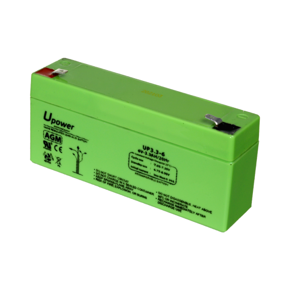 UPOWER OPPLADBART BATTERI 6V 3,2AH