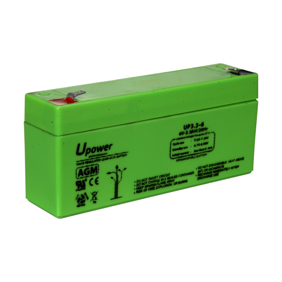 UPOWER OPPLADBART BATTERI 6V 3,2AH