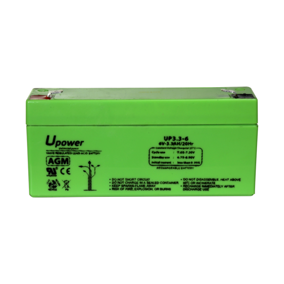 UPOWER OPPLADBART BATTERI 6V 3,2AH