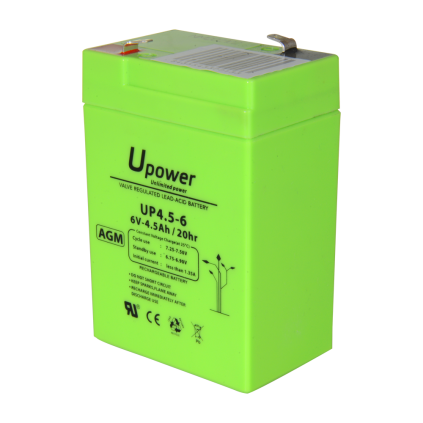 UPOWER OPPLADBART BATTERI  6V 4,5AH