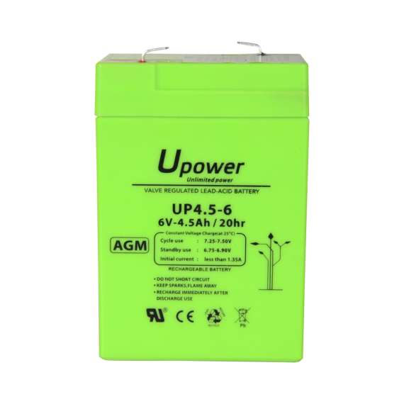 UPOWER OPPLADBART BATTERI  6V 4,5AH