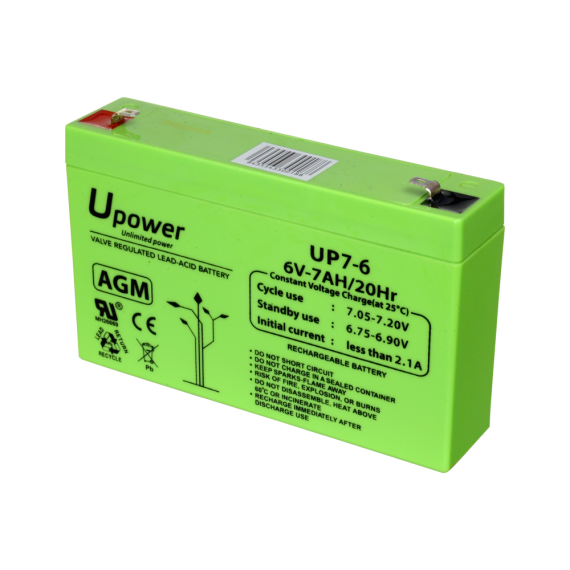 UPOWER OPPLADBART BATTERI 6V 7AH