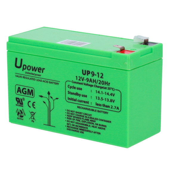 UPOWER OPPLADBART BATTERI 12V 9AH