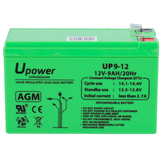 UPOWER OPPLADBART BATTERI 12V 9AH