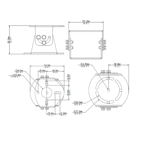 UNIVIEW STANGEFESTE FOR 2D KAMERAER 83 MM SORT