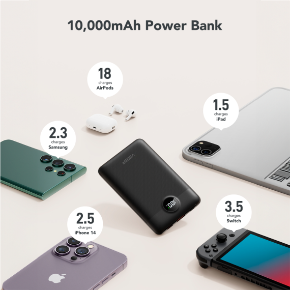 POWERBANK 10.000 MAH USB-C OG LIGHTENING