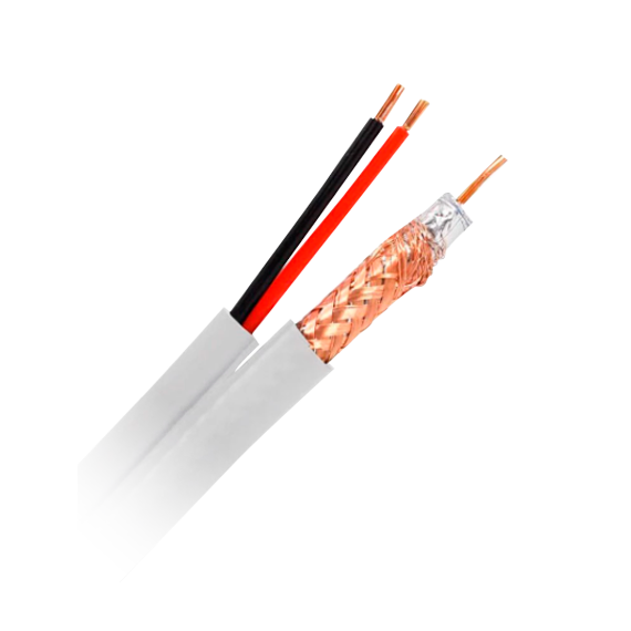 RG59 HVIT KOAKSIAL + STRØMKABEL 100 METER